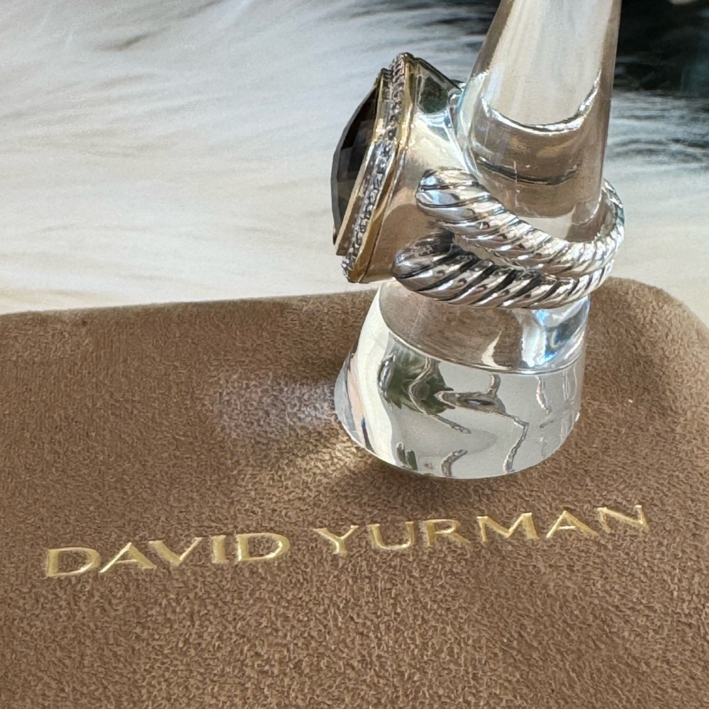 David Yurman Smoky Quartz & Diamond Sterling Ring - Size 7 - Picture 7 of 16